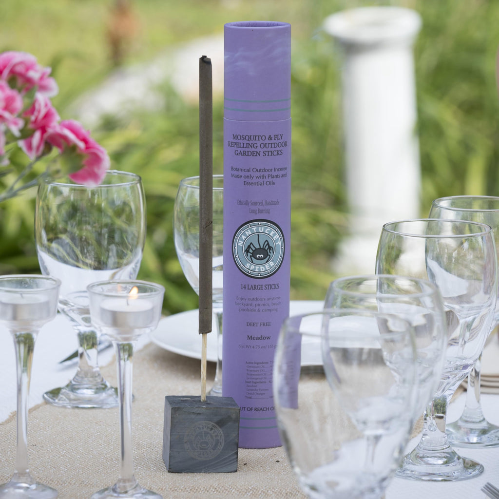 Nantucket Spider Mosquito Sticks and Holder | Mosquito Repellent Sticks 14 Pack and Holder | Repels Mosquitoes & Flies | Long Lasting | Meadow Scent