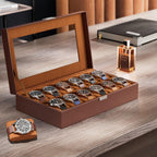 ProCase Watch Box Organizer, 12 Slot Watch Display Case, Brown