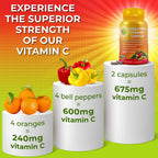 Whole Food Vitamin C Complex - 1450mg Organic Berries - 675 mg Vitamin C per Serving, High-Potency Antioxidant & Immune Support with Acerola, Amla and Natural Bioflavonoids - Vegan, Non-GMO, 120 Count