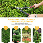 GARTOL 23-Inch Hedge Shears, Manual Garden Clippers with 9" High Carbon Steel Wavy Blade, Heavy Duty Bush Trimmers with Shock-Absorbing Bumpers & Adjustable Tension, Easy-Grip Handles