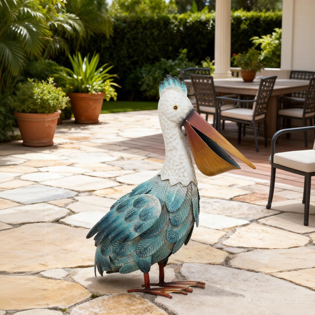 Kircust Pelican Statue Outdoor Bird Sculptures Home Decor Pond Ornaments Metal Yard Art Sculptures for Backyard Porch Patio Pond Decorations