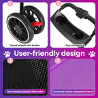 Pet Stroller,Dog Stroller for Small Medium Dogs Cats,3 Wheels,Foldable,with Breathable Mesh Canopy,Cup Holders,Easy Assembly,Purple