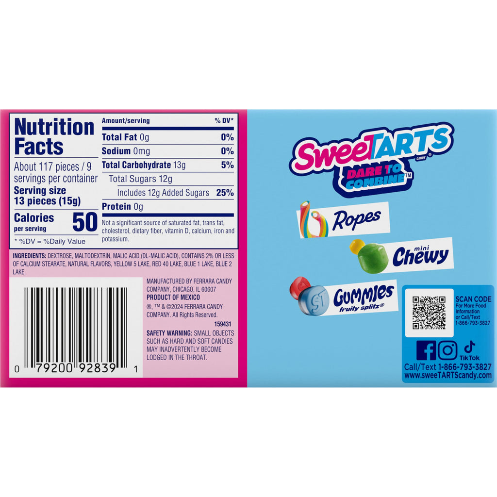 SweeTARTS Original Candy, Sweet & Tart, Theater Box, 5 oz, Pack of 10