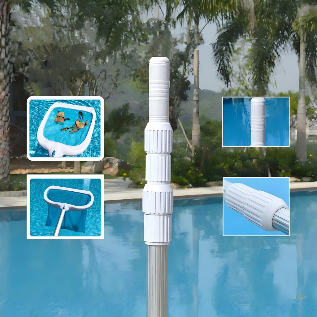 JSPJSP Pool Pole- Professional 9-Foot Telescopic Pool Cleaning Rod,Pool Rod Adjustable Telescopic Rod, Used for Cleaning Nets, Brushes, Vacuum Heads (9-feet)