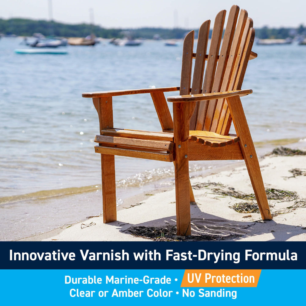 TotalBoat Halcyon Water-Based Marine Varnish | Fast-Drying Polyurethane Wood Finish for Boats, Outdoor Furniture, and Woodworking | Clear Amber Gloss, Gallon