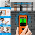 Stud Finder Wall Scanner, 5 in 1 Multifunction Stud Locator with Smart Sensor, HD LCD Display and Audio Alarm for The Center & Edge of Metal, Studs, AC Wire, and Pipe Detection (Tropical Orange)