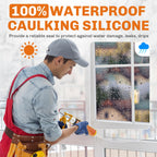 WELLUCK Clear Silicone Caulk, 100% Waterproof Silicone Sealant Adhesive Caulking,for RV, Kitchen,Bathroom, Window, Door, Glass,10.2FL.OZ/300ML (12 Pack)
