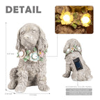 Dog Garden Statue, Solar Cocker Spaniel with Lighted Garland Yard Ornaments