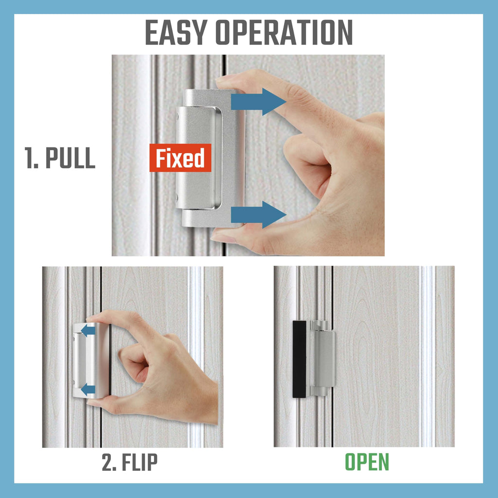GreaTalent 2PACK Home Security Door Reinforcement Lock Childproof, Add High Security to Home Prevent Unauthorized Entry, Aluminum Construction Finish, Frame Lock, Silver