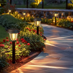 DERAYSION 8 Pack Solar Lights Outdoor, Stainless Steel Glass Solar Pathway Lights, Auto On/Off Long-Lasting Waterproof Garden Lights for Landscape, Path, Yard, Driveway, Walkway Decor (Warm White)