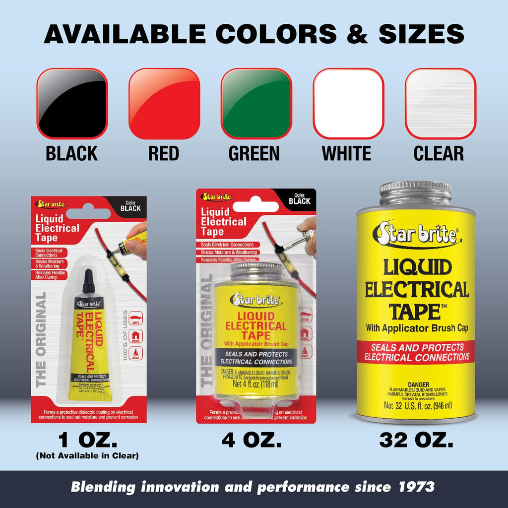 STAR BRITE Liquid Electrical Tape - Black, Flexible Electrical Insulation