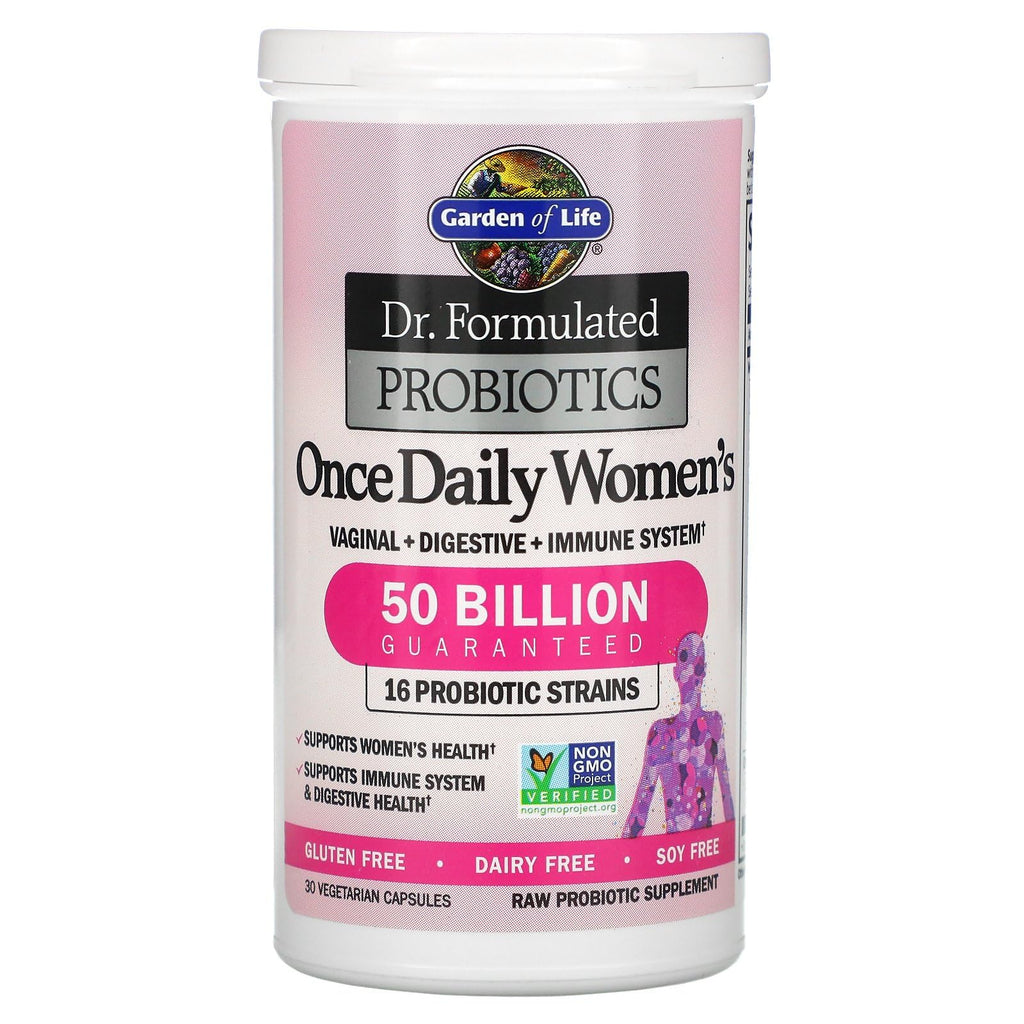 Garden of Life Once Daily Dr. Formulated Probiotics for Women 50 Billion CFU 16 Probiotic Strains with Organic Prebiotics for Digestive, Vaginal & Immune Health, Dairy Free, Shelf Stable 30 Capsules
