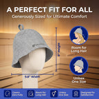 SAUNOM Premium Ultra Soft Grey Sauna Hat for Women and Men — 100% Natural Wool — Ultra Soft, Breathable, Itch-Free and Odor Resistant Sauna Cap