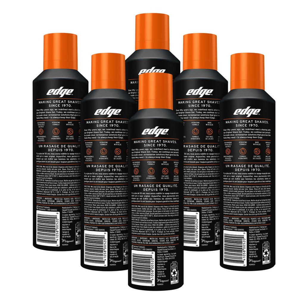 Edge Shaving Gel for Men, Sensitive Skin, 7 oz (6 Pack)