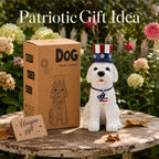 Nacome Solar Dog Garden Statue: American Flag Figurine for Patriotic Outdoor Lawn Porch Patio Yard Decorations - Gifts for Mom Grandma Women