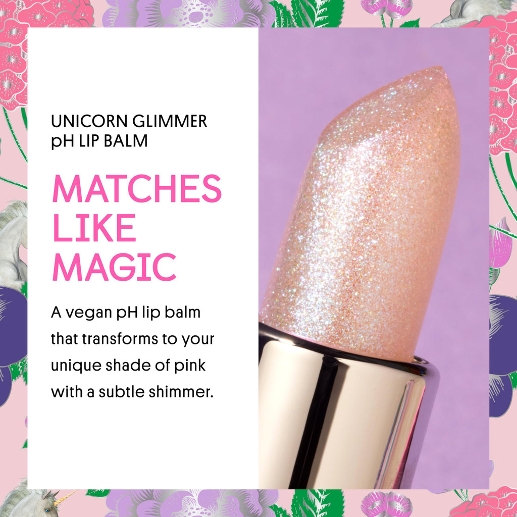 Winky Lux Unicorn Glimmer Balm -Hydrating ph Lip Balm, Natural Pink Tint with pH Color Changing, Moisturize & Soften Lips While Leaving Sheer Pink Tint, with Vanilla Scent