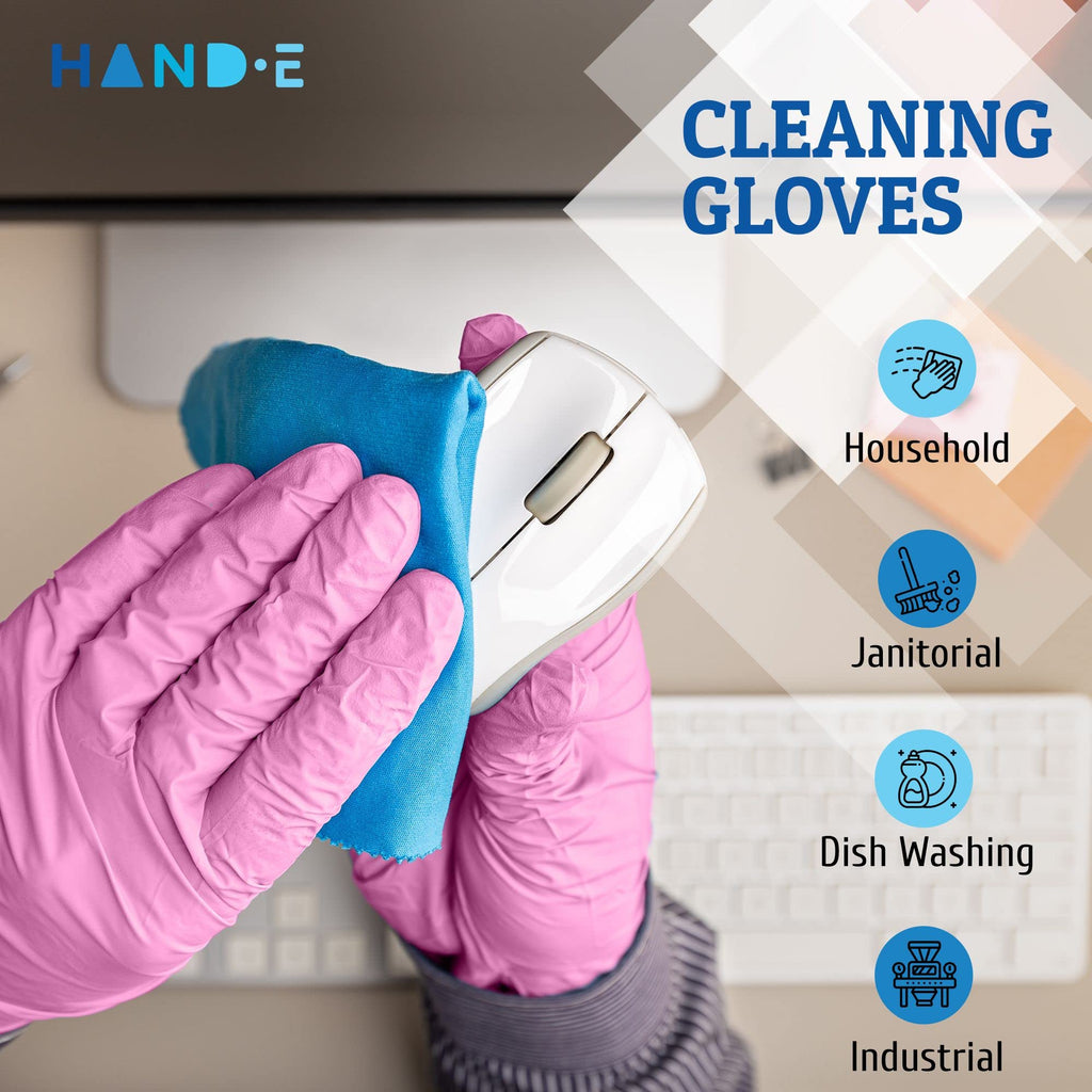 Hand-E Touch Pink Nitrile Disposable Gloves Small, 200 Count - Esthetician, Nail Tech, Microblading, Hair Dye & Stylist, Salon, Cleaning Gloves - Latex Free