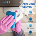 Hand-E Touch Pink Nitrile Disposable Gloves Small, 200 Count - Esthetician, Nail Tech, Microblading, Hair Dye & Stylist, Salon, Cleaning Gloves - Latex Free