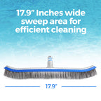 440 Heavy Duty Pool Brush - 18-inch Extra-Wide Metal Brush Head with Stainless Steel Wire Bristles & Curved Edges for Cleaning Pool Tiles, Walls, Floor, Steps (Stainless Steel)