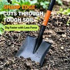 FARMHOLYCOWKING Heavy Duty Steel Flat Shovel–Square Head Shovel with Detachable D-Handle and Anti-Slip Grip, 47 Inch Flat Shovel for Landscaping, Square Shovel for Gardening, Transfer Shovel