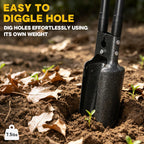 THANKSFINE Post Hole Digger Manual, 57" Fence Post Digger with Carbon Steel Blades, Adjustable Long-Handle Plant Hole Digging Tool, Garden Hole Digger, Trench Digger for Fences, Plants & Soil