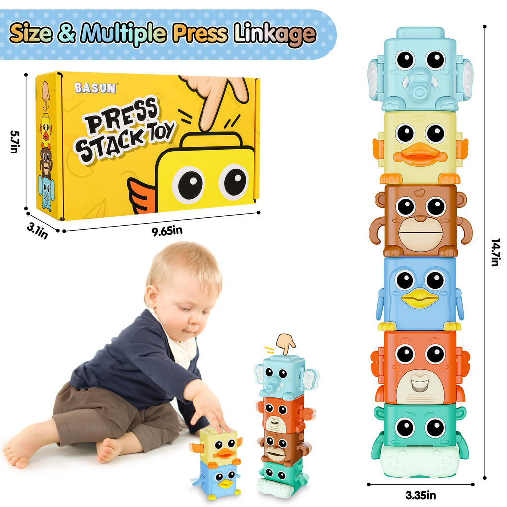 Stacking Toys Set Sensory Animal Stacking Blocks for 18+ Months Toddler Toy