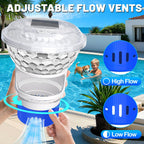 KingSom 2025 Upgrade Pool Chlorine Floater,Solar Chlorine Floater with Lights,Buttons Control Floating chlorines Dispenser for Pool,Adjustable Flow Chlorines floaters,Hot Tub Chlorines Floaters, Blue