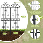 HIHADUUM 2 Pack 70.8" H x 19.7" W Arched Metal Garden Trellis for Climbing Plants Outdoor - Tall Rust-Resistant Decorative Climbing Rose Trellis Perfect for Roses, Vines, Vegetables, Flowers, Black