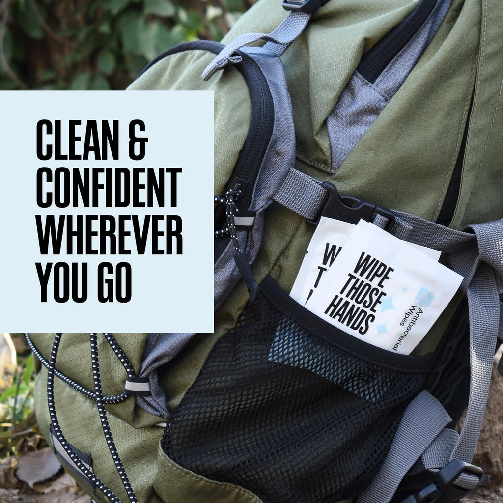 Wipe Those Hands On-The-Go Sanitizing Wipes - 4 Packs of 30 Individually Wrapped Wipes, 120 Total - Alcohol & Fragrance-Free - Kills Germs Fast - Travel Friendly