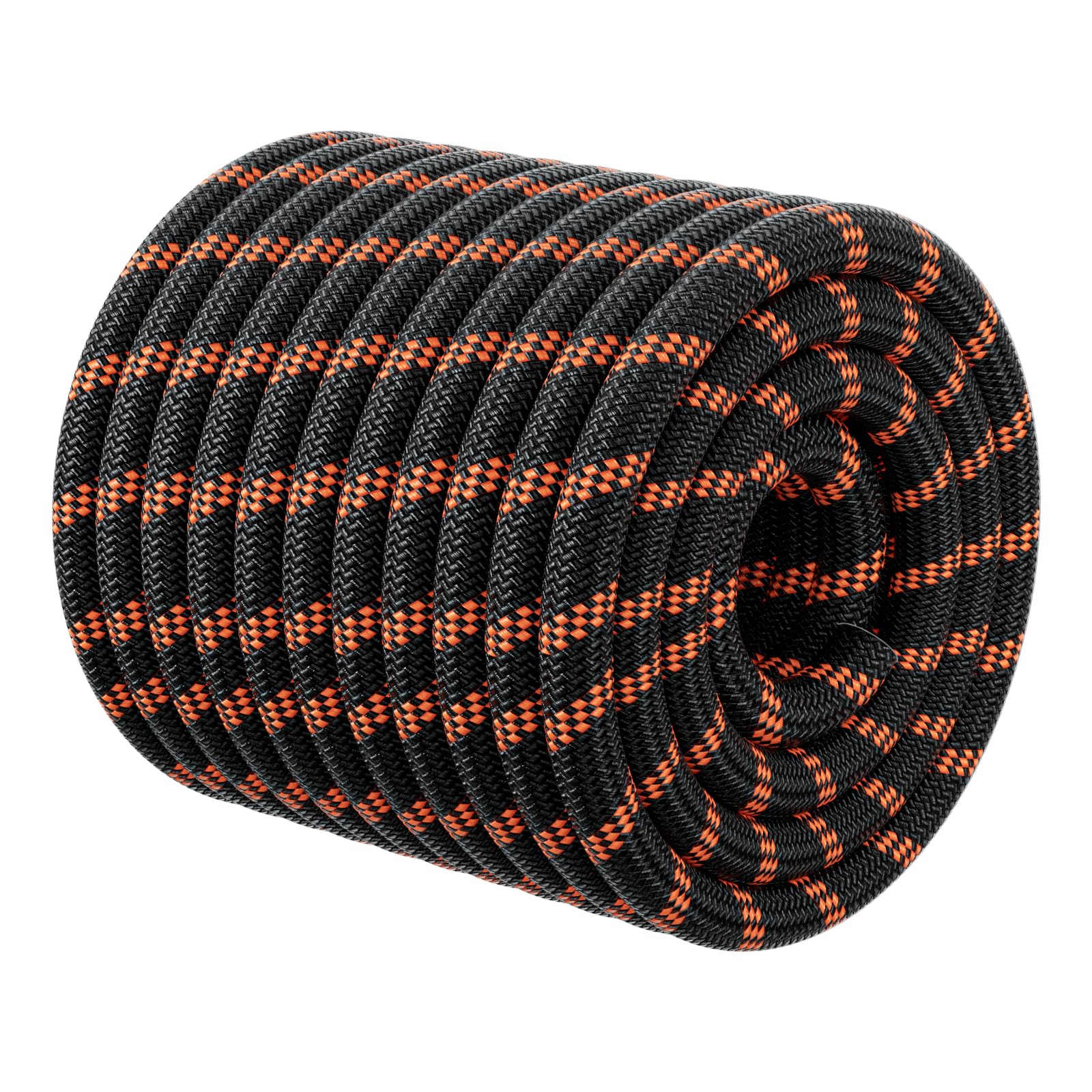 Double Braided Arborist Rigging Rope - 1/2 in X 100 ft 48 Strands Rappelling Outdoor Pulling Heavy Duty Polyester Bull Rope for Swing Tree Work Camping Rescue Hiking - Black