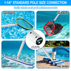 UPGRADED Pool Pole 15 Foot Telescopic Swimming Pool Poles,Telescopic Pool Cleaning Pole,Adjustable Professional Pole for Skimmer Net,Rake,Brush,Vacuum Head,Heavy Duty Aluminum Thicken 1.3mm Pole