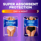 Always Discreet Adult Incontinence Overnight Underwear for Women, Extra Large, Up to 100% Bladder Leak Protection, 48 Count (3 Packs of 16)