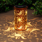 DIBIEECN Birthday Gifts for Women Mom Grandma Wife, Solar Lanterns Outdoor Waterproof, Metal Hanging Lights Garden Decor, LED Decorative Lantern for Patio Porch Backyard, Sun and Moon, 1 Pack