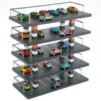 Seenelling Hot Diecast Wheels Parking Garage 1/64 Scale Model Toy Car Display Garage Hot Diecast Wheels Storage Display Case with 5 Levels 30 Parking Spaces Maximum 50 Cars for Adult Son Grandson Gift