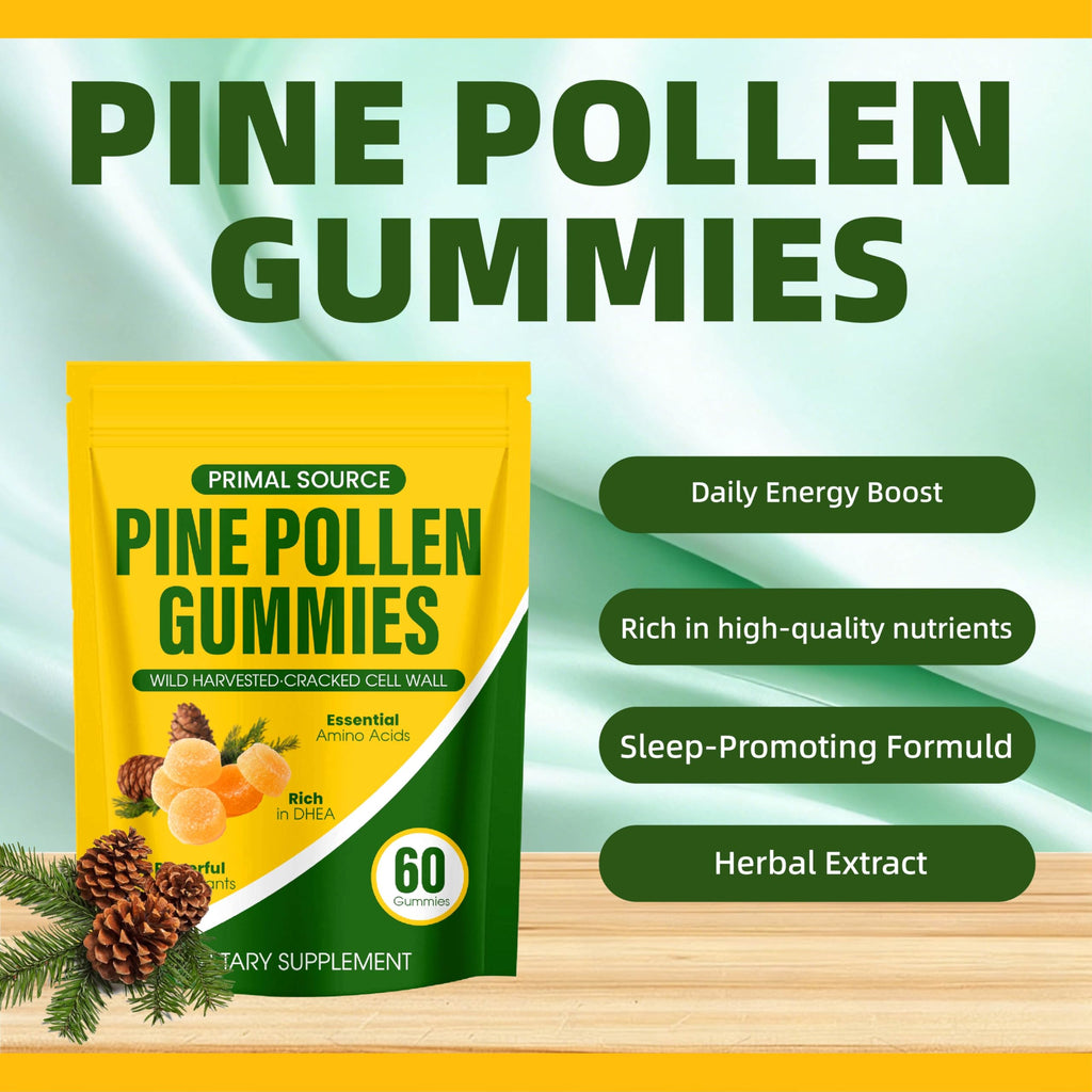 JXlspe Primal Source Pine Pollen Gummies-Herbal Extracts Combined with Gummy-Maximum Absorption - Men's Daily Energy & Recovery Supplement (1)