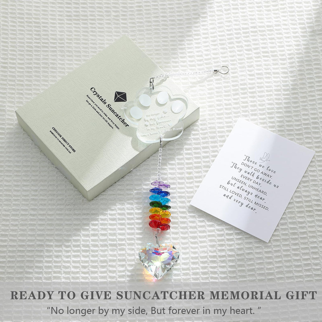 Dog Memorial Gifts, K9 Dog Memorial Crystal Suncatcher, Pet Loss Gift, Pet Sympathy Remembrance Bereavement Gifts (Color-Pet Paw)