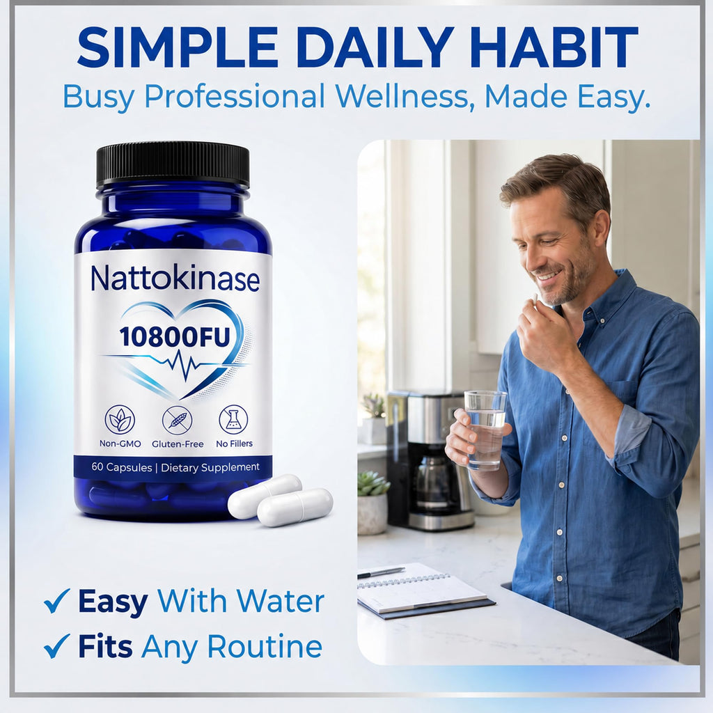 Nattokinase 10800 Fu, Ultimate Nattokinase 10800 Fu, Organic Nattokinase Supplement 10800 Fu, Vegan Capsules Gluten-Free, Supports Daily Health, 2 Capsules Daily, 60 Capsules