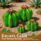 inihpocv 4-Piece Metal Barrel Cactus Yard Art Set