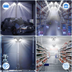 Aoretic LED Garage Lights 2 Pack -180W, 18000LM 6500K Led Shop Light with 6+1 Deformable Panels, Basement Barn Light Garages Ceiling Lights, E26/E27 for Garage, Warehouse, Shop, Basement