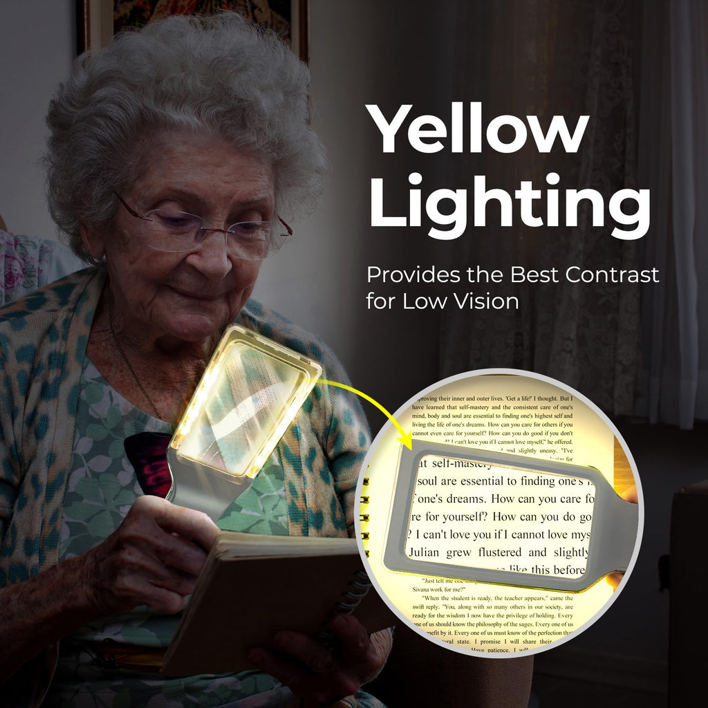 MAGNIPROS Patented 6X Large Magnifying Glass with 3 Color Light Modes | Anti-Glare Lens & Stepless Dimmable LEDs | Perfect for Reading & Inspection - Ideal for Seniors & Low Vision