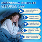3 Pack Triple Magnesium Complex - Magnesium Glycinate 400mg, Malate, Citrate, High Absorption Chelated Magnesium Supplement