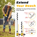 Auger Drill Bit for Planting 3 Pack with Extension - Spiral Hole Planter for Bulbs, Fence Posts, and Umbrella Holes - 3/8'' Hex Drive Drill- Gardening Hole Digger Yard Tools - Garden Drill Attachments