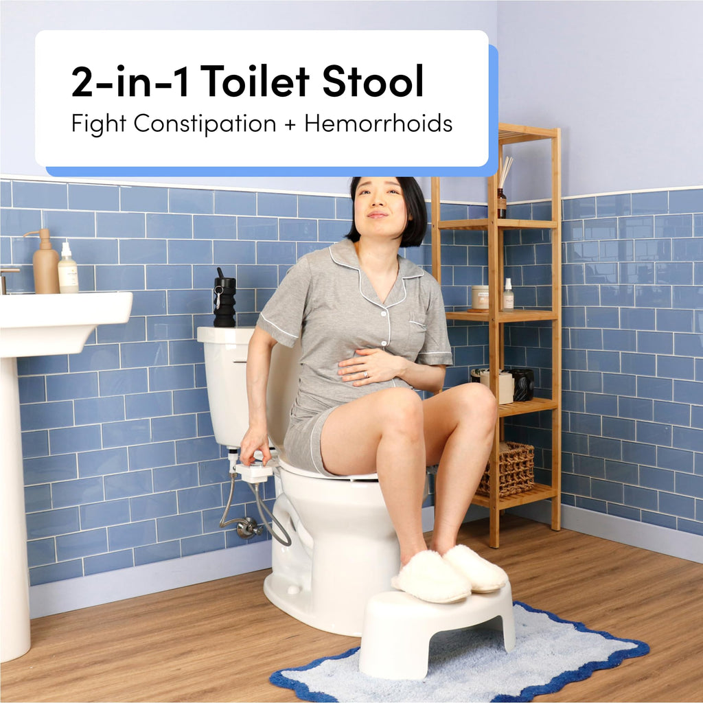 TUSHY Arc Toilet Stool: Supports a Natural Comfortable Squatting Posture to Unkink Your Colon for Easier Bowel Movements | Sleek, Space-Saving Design with Smooth, Curved Shape for Foot Comfort, White
