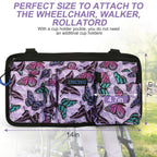 ZHCHG Wheelchair Side Bag with Cup Holder, Wheelchair Armrest Pouch Accessories for Walker, Rollator, Electric Scooter Wheelchairs, Ideal Gift for Mother's Day & Father's Day -Purple