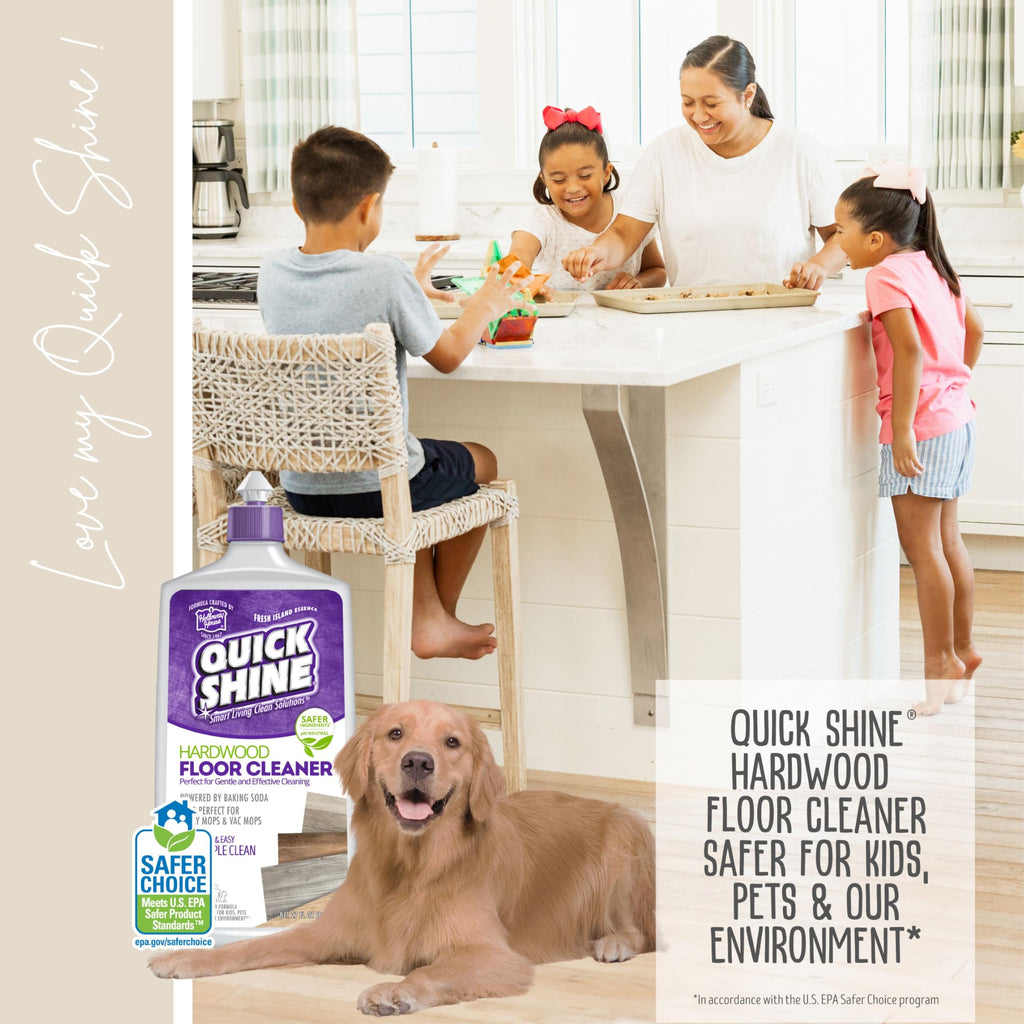 Quick Shine Hardwood Floor Cleaner 27oz, 2Pk| Use in Spray & Vac Mops| Removes Dirt & Scuff Marks| Ready-to-Use, Streak Free, No Rinse| Safer Choice Cleaner| Perfect for Gentle and Effective Cleaning