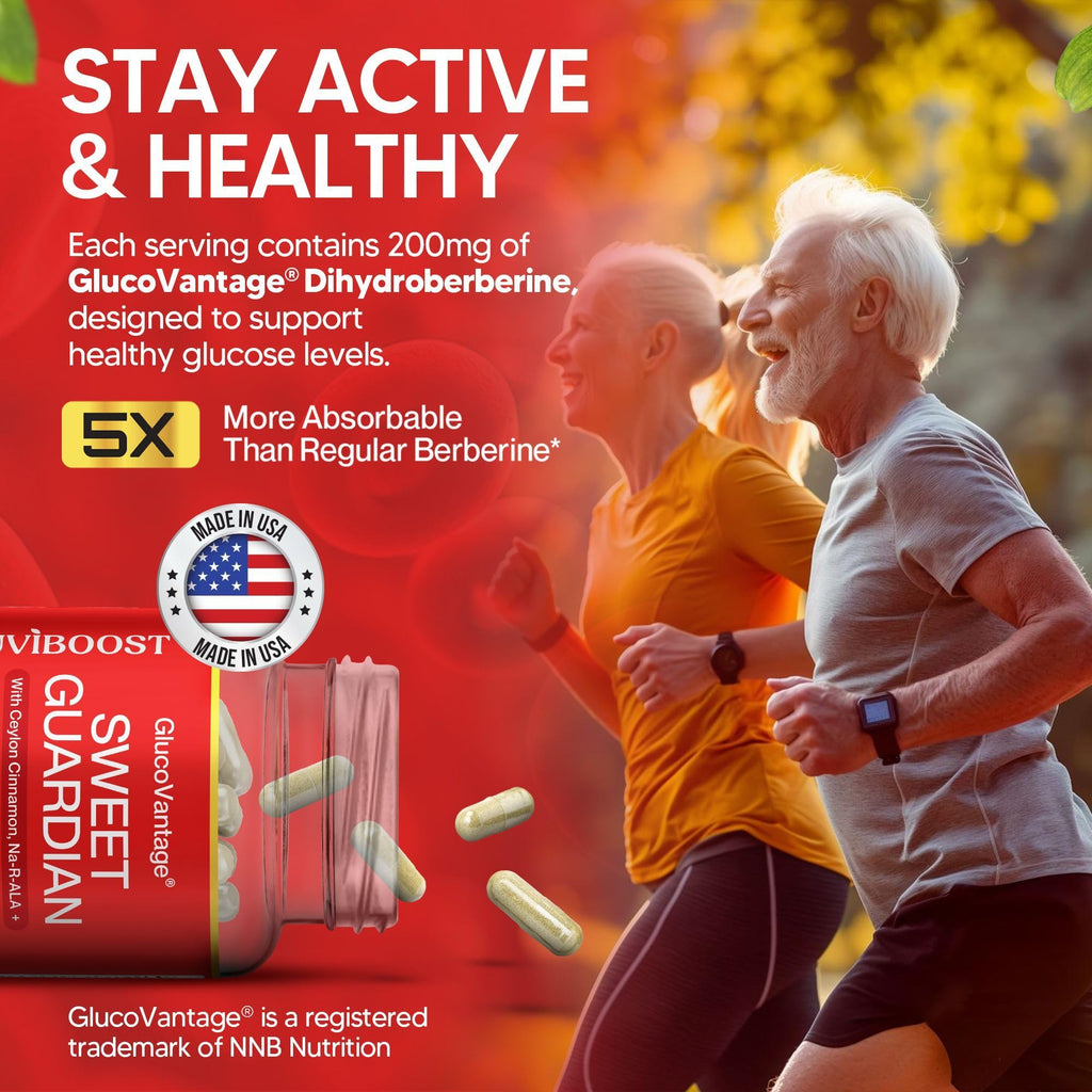 NUVIBOOST Super Dihydroberberine (GlucoVantage®) 200mg with Ceylon Cinnamon, Alpha Lipoic Acid, Selenium, Gymnema Sylvestre, Benfotiamine and Others for Overall Immunity.