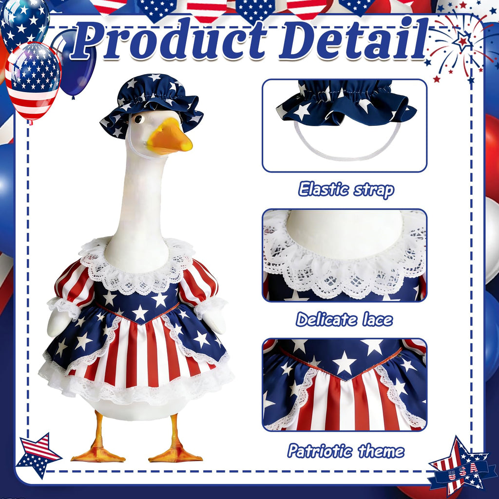 Fuzzivator 4th of July Porch Goose Outfits Patriotic Goose Outfit Memorial Day Porch Goose Outfit for 23" Geese Independence Day Summer Outdoor Patio Yard Lawn Garden
