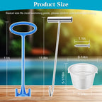 Saillong 2 8" Pool Skimmer Basket for Inground Pool & 2 Skimmer Basket Handle & 1 Stainless Steel Hook, Universal Pools Skimmers Baskets Replacement for Debris Removal, Keep Hands Clean(Blue, White)