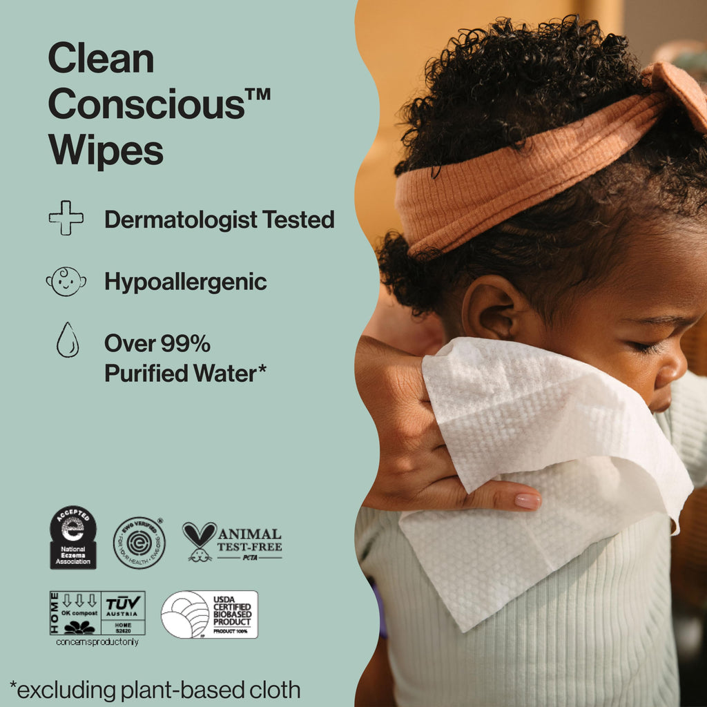The Honest Company Baby Wipes for Sensitive Skin, Hypoallergenic, Fragrance-Free, Multi-Use, Rose Blossom Design, 576 Count (6 Packs of 96)