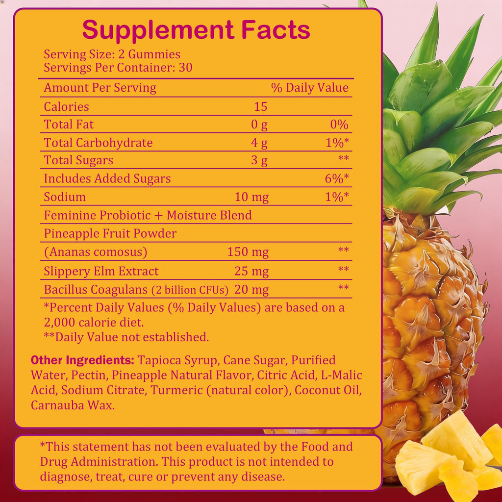 dakasokaaa 2 Pack - Slippery Kitty Gummies | her Juicy Feminine probiotics Gummies | Support pH Balance & Digestive Health, Slippery Elm for Women | 60 Count | Pineapple Flavor